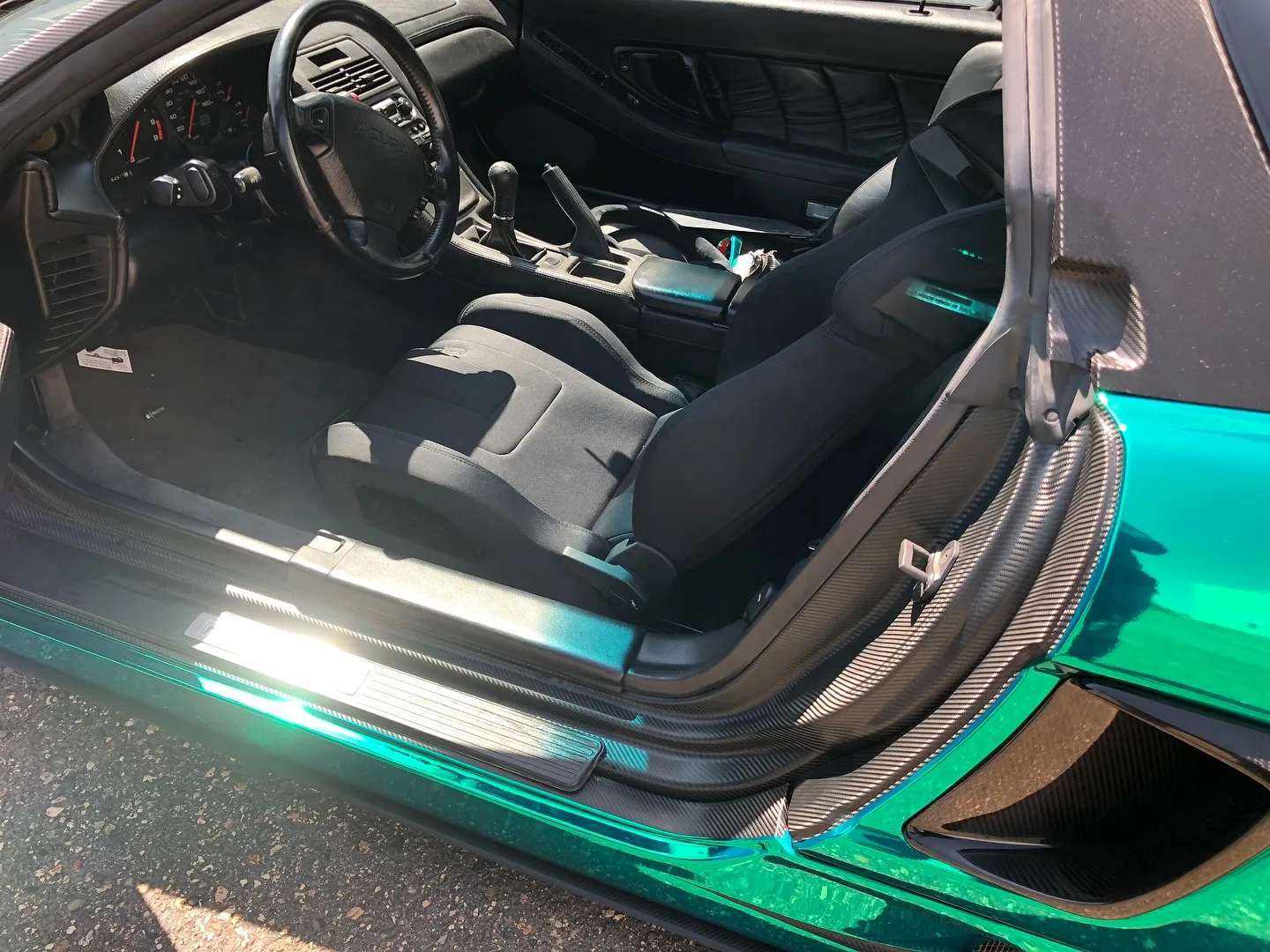 Detailed Acura NSX interior and carbon-fiber trim after a full detail at QMD