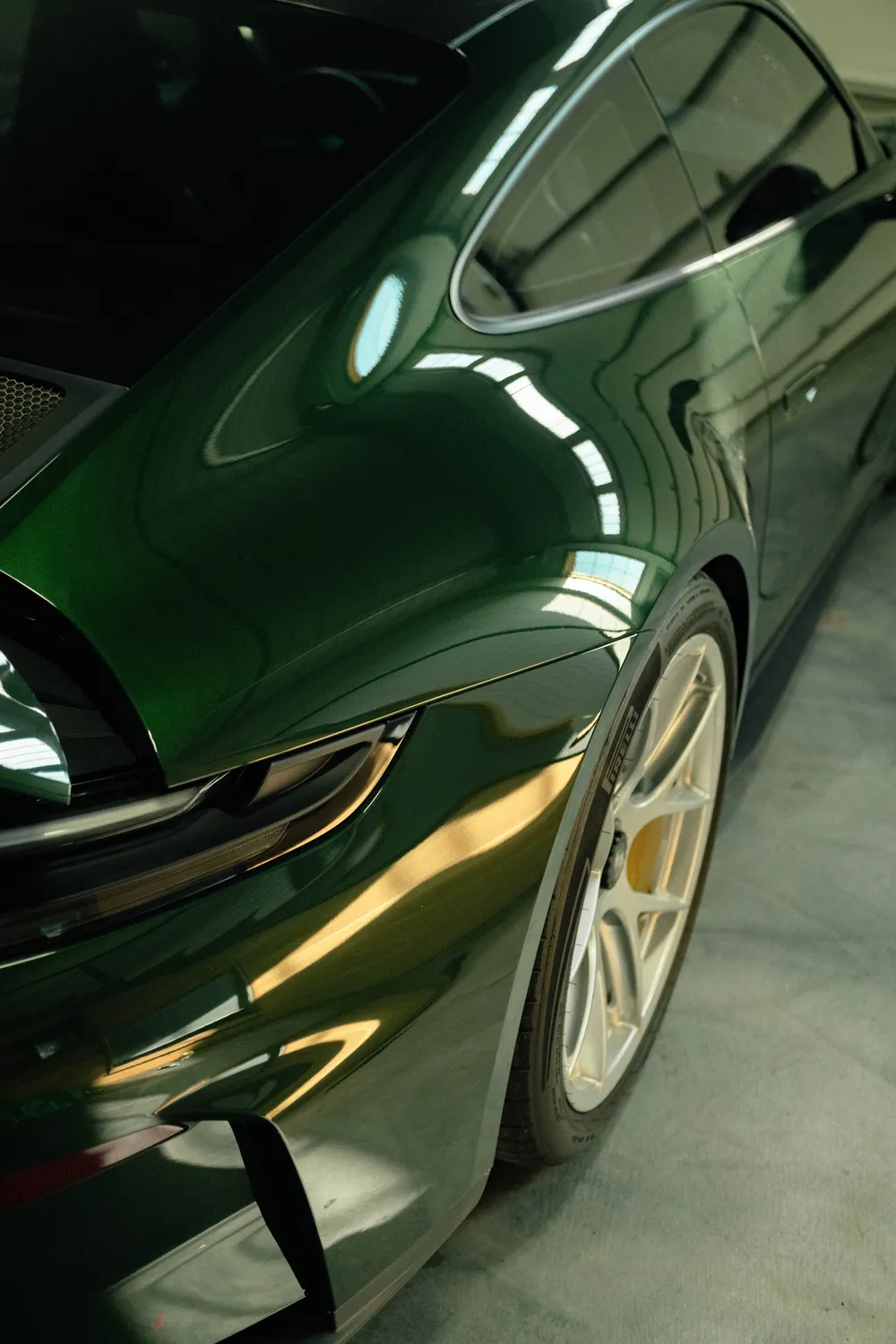 Glossy ceramic-coated Porsche paintwork