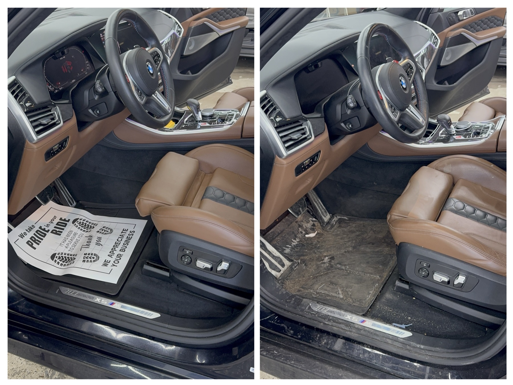 BMW X5 M interior before and after detailing at QMD